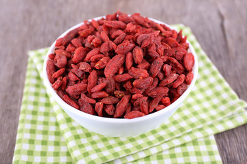 Goji berries in white bowl