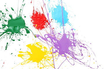 Colorful splashes of paint isolated on white