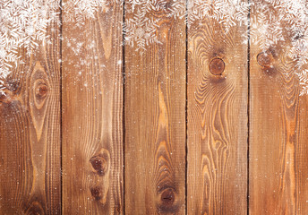 Old wood texture with snow