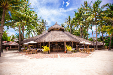 Tropical white sunny beach in beautiful exotic resort