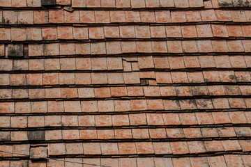 Old roof tiles made of terracotta