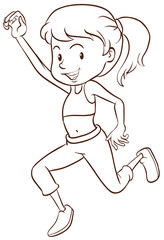 A plain sketch of a girl dancing