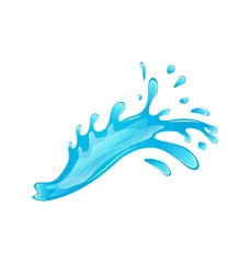 Foto op Plexiglas Blauwe waterplons die op witte achtergrond wordt geïsoleerd © -=MadDog=-