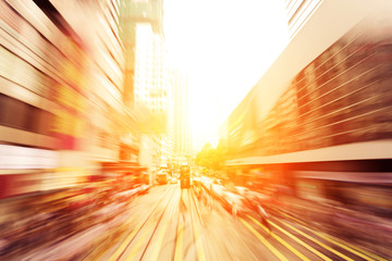 traffic light trails of modern business city