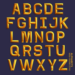 Alphabet gold colour style. Vector illustration.