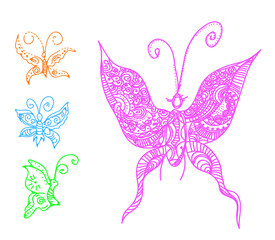butterflies in tattoo style