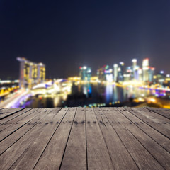 wooden board and cityscape of singapore