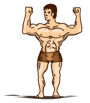 posing bodybuilder in pants