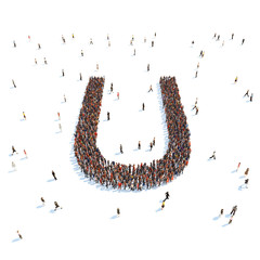 illustration of letter with people,isolated