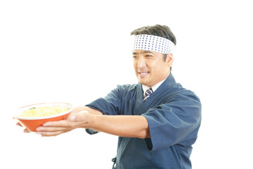笑顔のラーメン職人