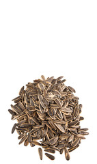 Sunflower seeds over white background