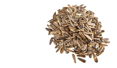 Sunflower seeds over white background