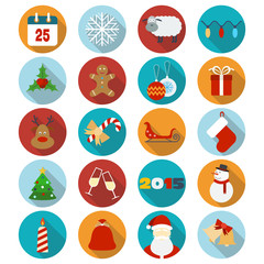 Fototapeta na wymiar Christmas flat icons set. Vector illustration