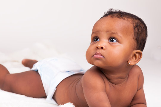 Adorable African American Baby Girl  Lying Down