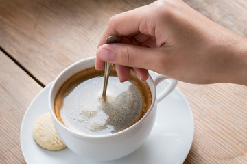 Cup of coffee with foam