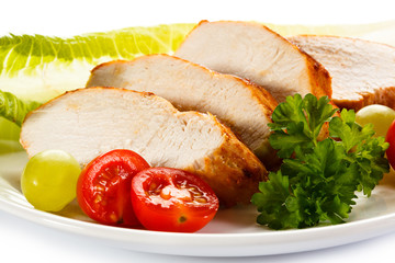 Roast chicken fillet and vegetables