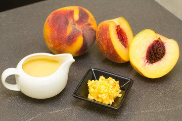 peach fruit, pulp and peach cream for some gourmet recipe