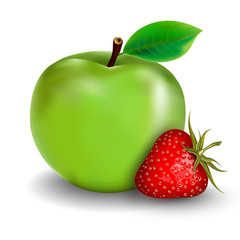 Green apple and strawberry