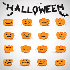 Halloween Pumpkin Set - Isolated On Gray Background