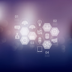 business infographic with unfocused background