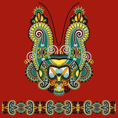 Neckline ornate floral paisley embroidery fashion design, ukrain
