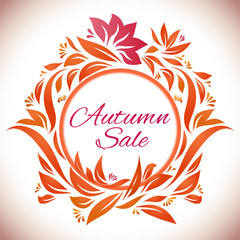 Autumn floral label with sales message