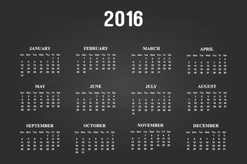Calendar Of Year 2016 On Blackboard