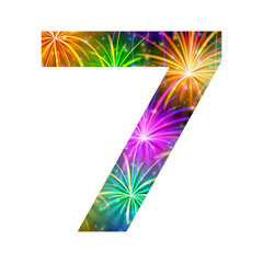 Number of colorful firework, seven
