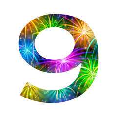 Fototapeta premium Number of colorful firework, nine