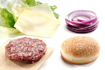 Onion bread and meat for hamburger