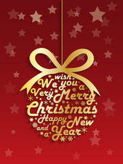 MERRY CHRISTMAS and a HAPPY NEW YEAR Card (bauble gold)