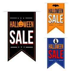 Halloween sale banner design set