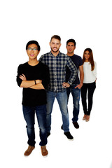 Obraz premium Group of a people standing on a whtie