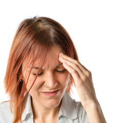 frustrated girl over isolated white background