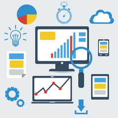 Obraz premium Responsive pc. SEO optimization,web analytics.