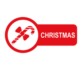 Obraz premium Etiqueta lateral texto CHRISTMAS con baston de caramelo