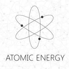 Atom illustration over seamless atoms background