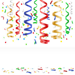 Flying multicolored confetti - party background