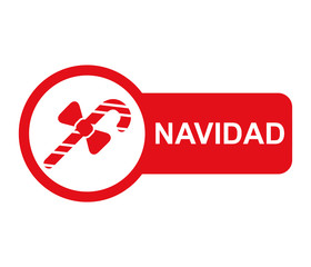 Obraz premium Etiqueta lateral texto NAVIDAD con baston de caramelo