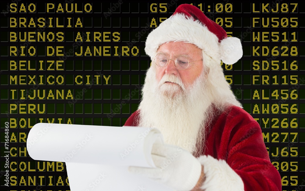 Poster composite image of santa claus checking his list