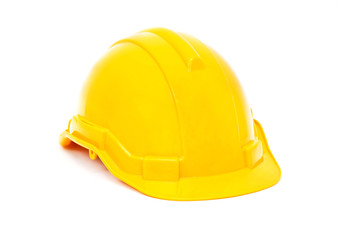 Yellow safety helmet on white background