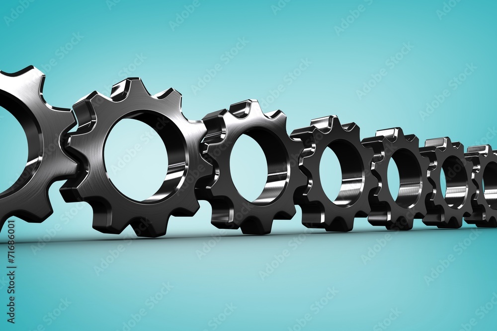Aufkleber composite image of metal cogs and wheels connecting