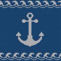 Knitted seamless pattern with anchor © Annykos