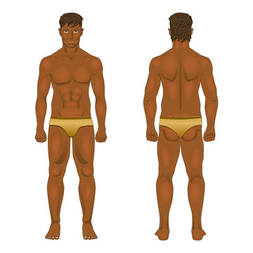 Figure of the standing man in front and behind vector