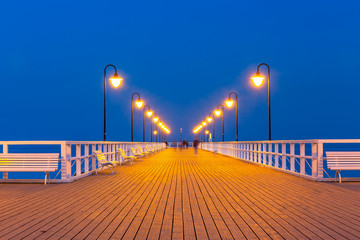 Fototapeta premium Wooden pier at Baltic sea in Gdynia Orlowo, Poland