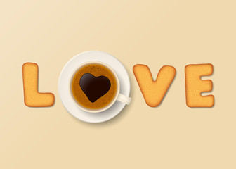 Cup of coffee and cookies