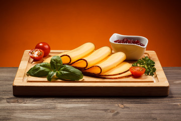 Cheese on cutting board
