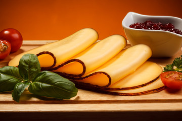 Cheese on cutting board