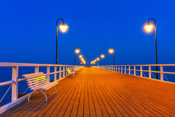 Wooden pier at Baltic sea in Gdynia Orlowo, Poland