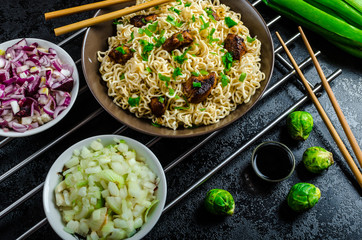 Asian chicken noodles salad